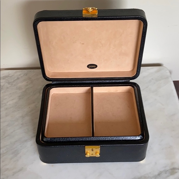 Smythson Black Leather Traveler Jewellery Case - Picture 3 of 13